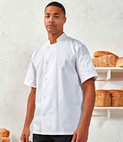 Premier Essential Short Sleeve Chef's Jacket - WHI - M